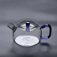在飛比找樂天市場購物網優惠-加厚玻璃彩把小茶壺帶過濾耐熱 泡茶壺玻璃茶具側把煮茶壺