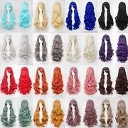Cosplay Wig Wig Curly Body Wave Wigs With Bangs Long Purple Synthetic Hair for Women Cosplay Creative Party Blonde Red Long Black Wig 30 Inch Carnival Wig