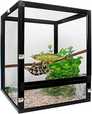 3 Gallon Black Aluminum Screen Cage - Good Enclosure for Chameleons, Geckos Interaction! Reptile Terrarium Front Opening Door, Full View, Airflow,Easy Assembly (13"x9"x9" / 33 x 23 x 23cm)
