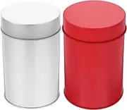 FELTECHELECTR 2Pcs Airtight Tinplate Tea Canister Sealed Storage Holder for Tea Leaves Coffee Beans Candy Sugar Containers for Kitchen Restaurant Use