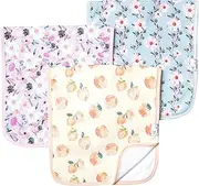 Copper Pearl Premium Baby Burp Cloths - 3-Pack Large Cotton Burp Cloths, Extra Soft Spit Up Rags with 3 Absorbent Layers, Perfect for Baby Girl Gifts (21" x 10" Size, Morgan Set)