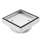 90 mm Tile Insert Smart Square Floor Waste Drain - Brass/Chrome