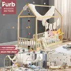 Furb Kids Bed Frame Wooden Single Frame Platform Base Solid Pine Wood Bed Base