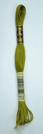 DMC Stranded Cotton #732 Olive Green Hand Embroidery Floss 8m Skein