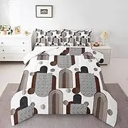 Erosebridal Brown Black Grey Queen Comforter Set for Kids Teens Adults,Modern Fashion Bedding Set,Abstract Graphics Down Comforter,Bohemian Duvet Set