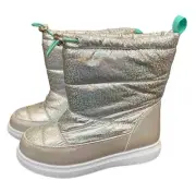 Magellan Girls Winter Snow Moon Boots Silver Ski New pull on metallic Toddler 11