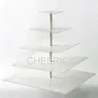 5 Tier White Square Maypole Acrylic Cupcake Stand Cup Cake Tower Tree