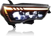 Pair Of Car Headlight Assembly Compatible For Toyota 4 Runner 2010-2023 LED Flowing Water Flicker Plug And Play Head Lamp DRL Headlights(R-H-D With Demon Eyes)