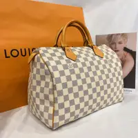 在飛比找PopChill優惠-[二手] Louis Vuitton LV 白色棋盤格Spe