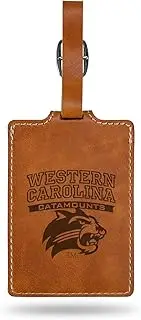Rico Industries NCAA Western Carolina Catamounts Brown Laser Engraved Ultra Suede Luggage Tag - Includes ID Card