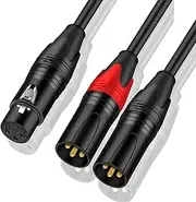 XLR Y-Splitter Cable, tunghey Dual Male XLR to Female XLR Mic Combiner Y Cord Balanced Microphone Adaptor Patch Cable (3 Pin 2 Male to 1 Female) (2m)