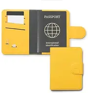 [LHiDS] Leatherette Passport Holder with RFID Protection, Premium PU Leather, Snap Button Closure, Travel Passport Wallet Cover for Passport, Boarding Passes, Business Cards, Cash, Yellow, Leatherette