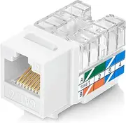 Everest 90° Angled RJ45 Cat6 Keystone Jacks 10-Pack in White - Slim Profile Female RJ45 Connectors - Cat 6 Keystone Jack - Compatible with 90° Angled Speed Termination Tool - easyJACK (B094WB91H3)