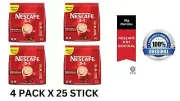 4 Packs (100 Sticks) NESCAFE 3 in 1 Blend & Brew Original Instant Coffee