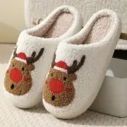 Christmas Deer Reindeer Plush Slippers Size 10-11