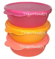 Tupperware Deluxe Modular Nesting Bowls 2.5 c Cereal Bowl Set Orange Pink Coral