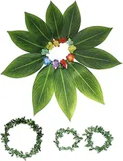[UxicRuya] Grass Skirt Hawaiian Leaf Skirt and Leis Dress Up Dance Accessories Outfits Kit Costume Accessories for Stage Performance
