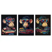 3pcs Fashion Glasses Monkey Print 100% Australian Made 3 x 40x60cm (Metal Print)