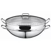 Wok-set 2-pieces Macao uncoated Ø 36cm Party pouring rim stainless steel hand...