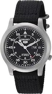 [SEIKO] Men's SNK809 5 Automatic Stainless Steel Watch with Black Canvas Strap, Silver, 37 mm, Dress
