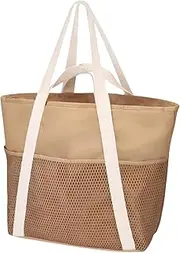 [Generic] Beach Tote For Women,Sandproof Beach Zipper Tote Bag Waterproof | Cruise Vacation Travel Must-Have For Sunscreen Slippers Towels Phones Shirts Storage