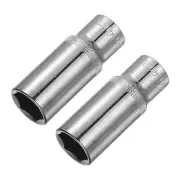 2Pcs 1/4-inch Drive 14mm Cr-V 6-Point Deep Socket (Polishing)