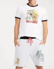 NEW PETER ALEXANDER MENS TOM AND JERRY TEE + SWEAT SHORTS S M L RRP$139.9