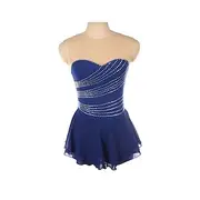 Figure Skating Dress Women's Girls' Ice Skating Dress Blue Patchwork Thumbhole Mesh Spandex Stretchy Training Practice Professional Skating Wear Thermal Warm C