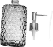 Garneck Glass Shampoo Dispenser with Pump Refillable Soap Pump Bottle for Hand Bathroom Kitchen Use Practical Squeeze Type Shampoo Bottle Grey with Silver Cap