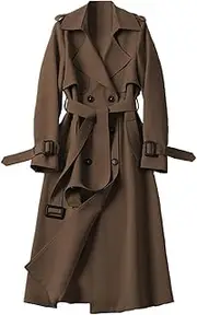 [TangDao] Women’s Casual Trench Coat Double Breasted Belted Long Windbreaker Jacket Slim Fit Spring Autumn Coat
