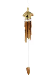Bamboo Wind Chime 6 Tubes Bird Feeder Hole Straw House