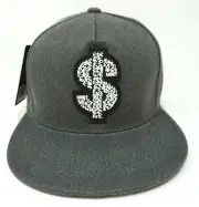 MONEY Snapback Cap Hat Cash $$$ 100% Cotton Adult OSFM Gray NWT