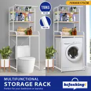 Steel Bathroom Rack Shelf Laundry Towel Storage Hanger Organizer Stand White