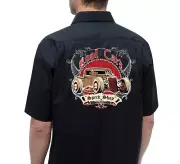 Men's, Rockabilly shirts, Hotrod, Rock n roll, Tattoo, Flames, Speed shop shirt