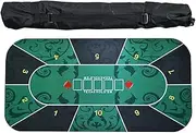 180 x 90cm Poker Mat, 8 Players Texas Hold'em Poker Rubber Mat Poker Topper for Tables, Folding Portable Poker Table Top Layout w/Carrying Bag for Poker Blackjack (MT2407- Poker Mat Grass Green)