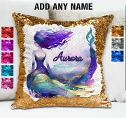 Mermaid Cushion Cover Reversible Flip Sequin Throw Pillow Case Personalised