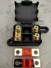 Twin Midi Fuse Holder suits - Dual Battery Installation inc 2 X 50 Amp fuses