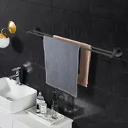 Black 800mm Double Towel Rail Rack Holder Wall Mount Stainless Steel Round Can Cut to Size