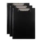 3x Marbig PP Clipfolder A4 File Organiser Folder w/Clip Document Clipboard Black
