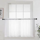 Short Sheer Curtains 24 Inches Long 2 Panels Set 42"W x 24"L (Pack of 2) White
