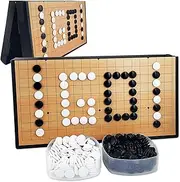 Extra Large GO Game Set, 45cm x 45cm Folding Board 19 x 19 Grids 361 Magnetic Pieces Checkers Portable Large Weiqi