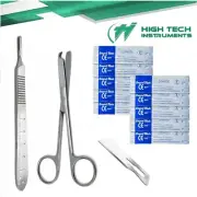 Suture Stitch Scissors 4.5"+Scalpel Handle #3 + 10 Surgical Blades #16