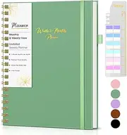 Undated Weekly and Monthly Planner, B5 Large Weekly To Do List Notebook with Goal & Habit Tracker Organizer, Hardcover Spiral Bound Blank Monthly Planner for Work School Home 7.4" x 9.64" Green
