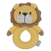 Living Textiles Newborn/Infant/Baby Cotton Knitted Ring Rattle Leo the Lion