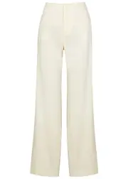 Frame Wide-leg Linen-blend Trousers - Off White - 8 (UK 12 / M) 8 (UK 12 / M)
