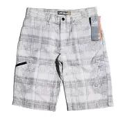 Lee Dungarees Boys Grafton Quick Dry Cargo Shorts White Plaid 16 Husky NWT