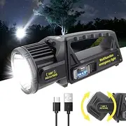 zolyet Spotlight, Spotlight Flashlight with 350° Rotate Head, 9 Modes Super Bright Spot Lights Handheld, IPX6 Solar Flashlight for Emergencies Black L