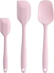 Cooptop Silicone Spatula Set - Rubber Spatula - 600°F Heat Resistant Baking Spoon & Spatulas (Pink)