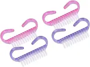 Healvian 4 Pack Horn Brush Nail Scrub Brush Set Nail Cleaner for Hands Feet Soft Bristles Random Color