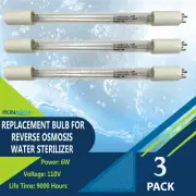 Ultraviolet UV Light Bulb 6W for Water Sterilization System Set of 3